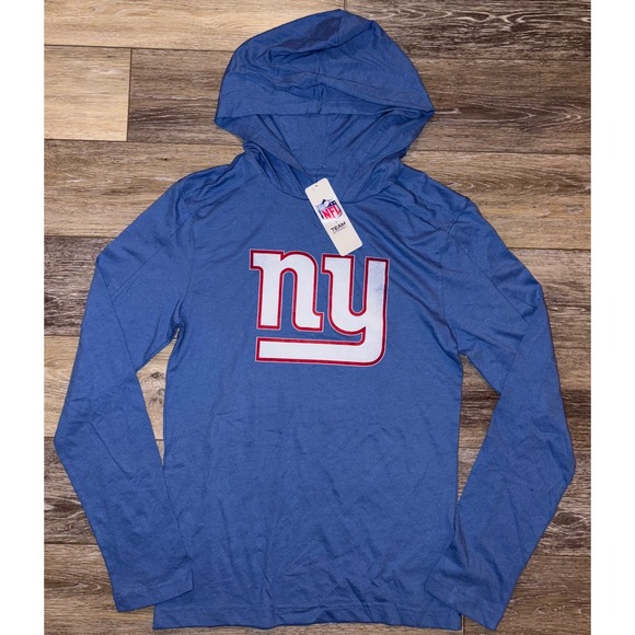 NWT Men's New York Giants Long Sleeve Tee Hoodie - Small - Blue - Picture 1 of 6